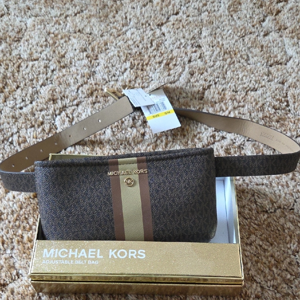 Michael Kors Brown Belt Bag with Signature Monogram